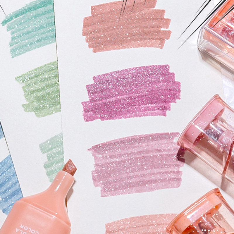 Highlighter Set Pastel - Marcadores com glitter, largura de linha