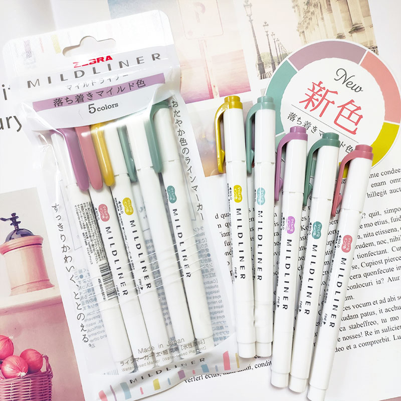 Highlighter Set Pastel - Novos marcadores iluminadores zebra mildliner, caneta