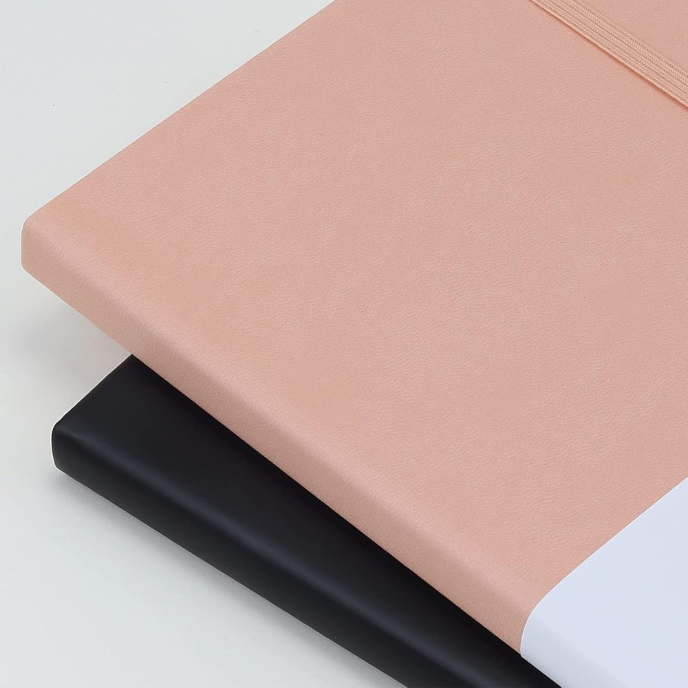 Journal Leather Hardcover - Caderno de anotações com páginas pautadas,