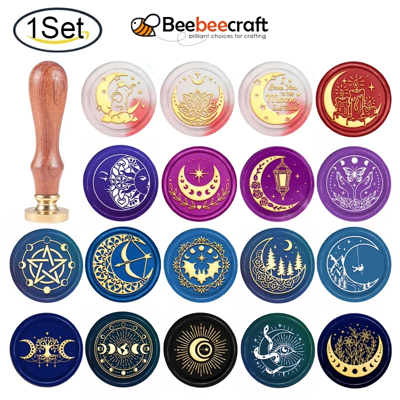 Wax Seal Stamp Kit - Lua Fase Cera Selo Carimbo com