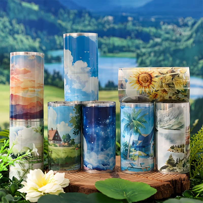 Memo Pad Sticky - Fita decorativa com padrão de paisagem